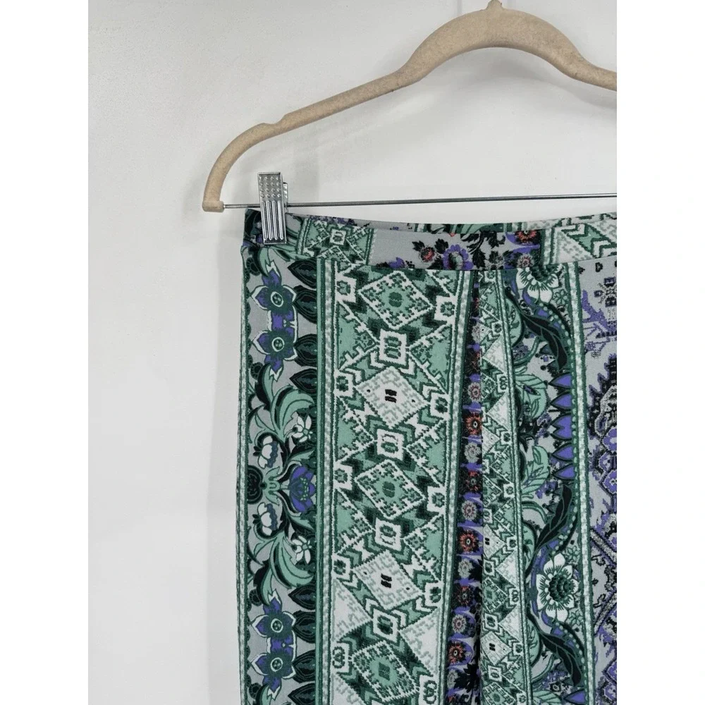 Free People Artsy‎ Retro Flare Pull On Legging Women S Green Floral Paisley Boho